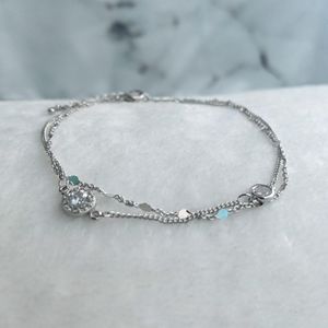 Silver Double Layered Anklet Bracelet